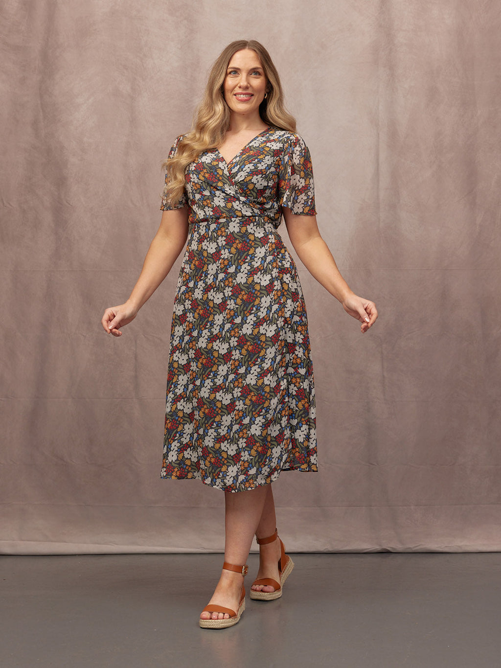 Dana Wrap Dress - Multi Painted Floral Print