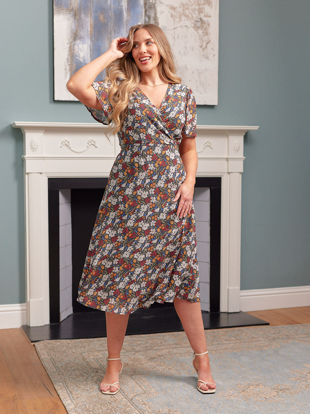 Dana Wrap Dress - Multi Painted Floral Print