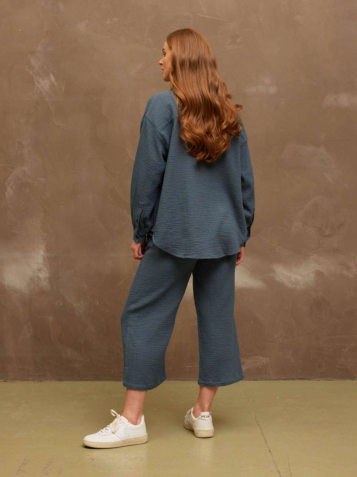 Deborah - Cotton Crinkle Shirt - Blue