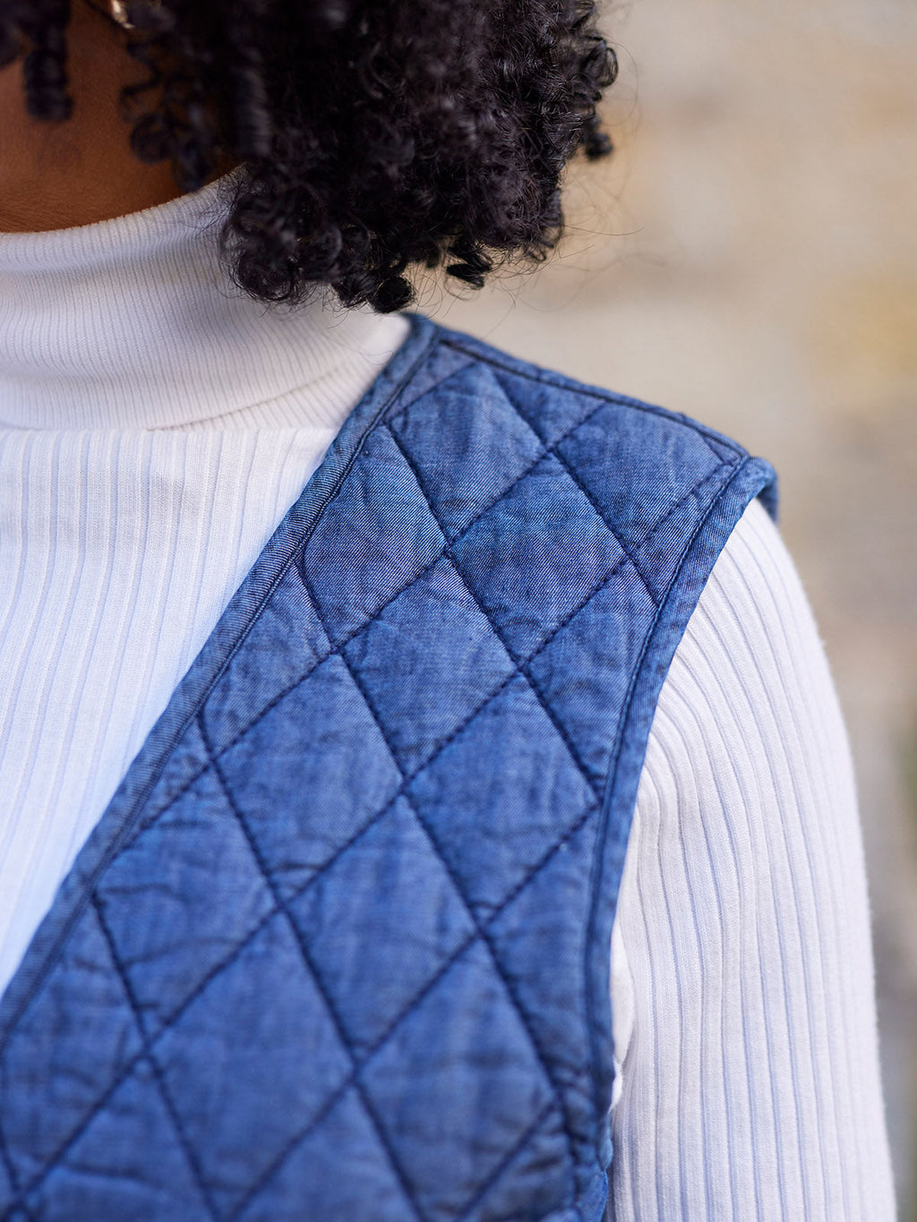 Eva - Quilted Gilet - Denim