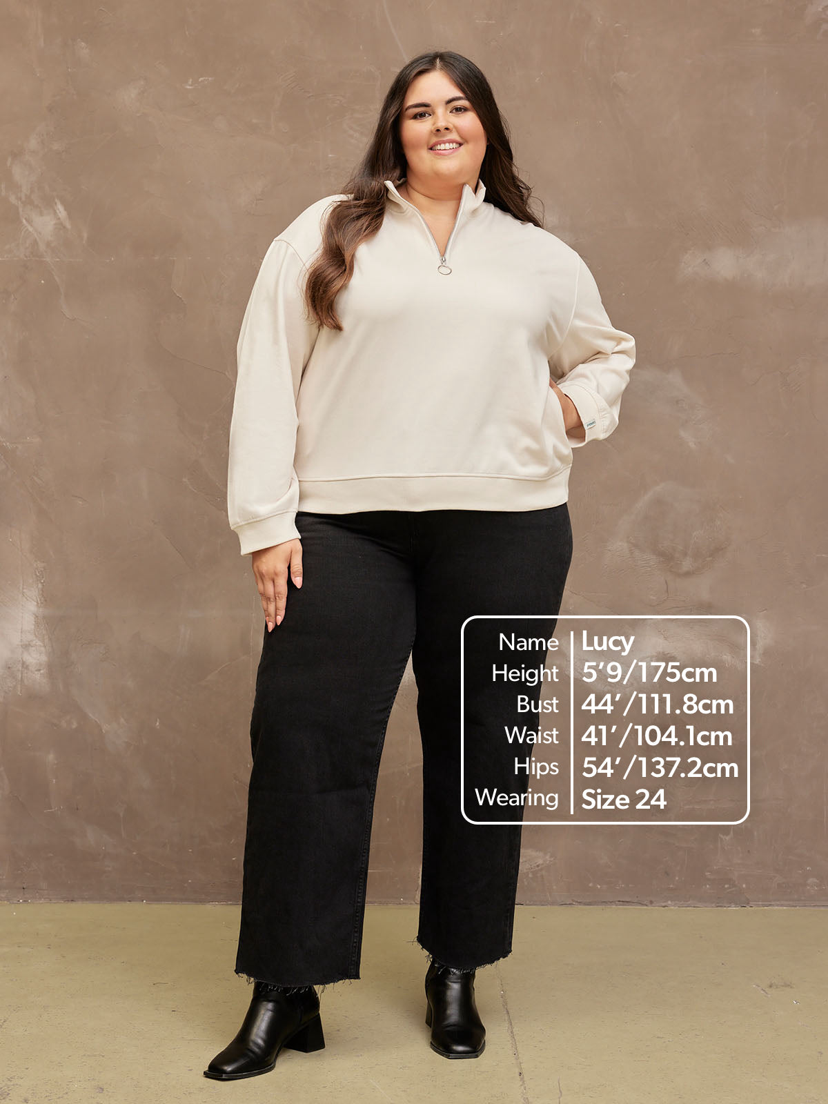 Evie - Zip Sweatshirt - Cream
