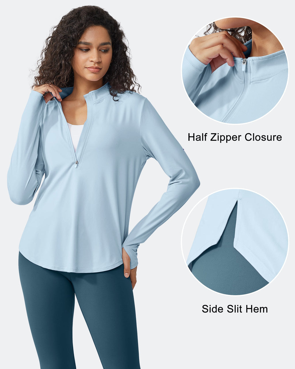 Womens UPF 50+ Sun Shirts Lightweight Quick Dry Long Sleeve Workout Tops Lightweight Running Pullover