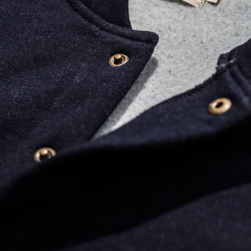 The Bomber in Indigo Fleece