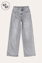 Stretchy Diamante Back Pocket Ripped Jeans in Grey