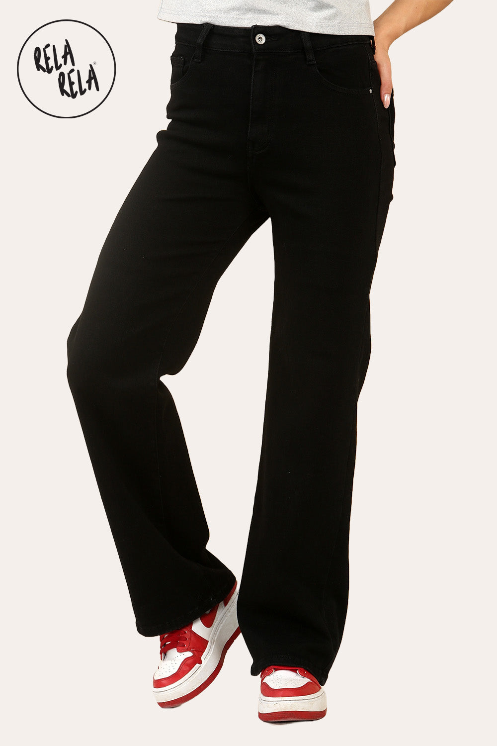Viral Stretchy Straight Leg Jeans Soft Dad Fit in Black