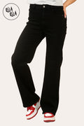 Viral Stretchy Straight Leg Jeans Soft Dad Fit in Black