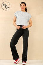 Viral Stretchy Straight Leg Jeans Soft Dad Fit in Charcoal