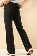 Viral Stretchy Straight Leg Jeans Soft Dad Fit in Charcoal
