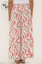 Printed Palazzo Trousers Plisse Baggy Flared Wide Leg Full Length Trousers in Dust Pink