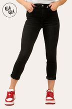 Petite Cropped Jeans with Viral Stretch Skinny Fit in Black