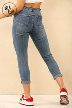Petite Cropped Jeans with Viral Stretch Skinny Fit in Denim Blue