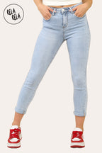Petite Cropped Jeans with Viral Stretch Skinny Fit in Light Blue