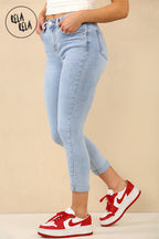 Petite Cropped Jeans with Viral Stretch Skinny Fit in Light Blue