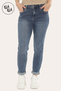 Ankle Length Stretchy Slim Fit Cropped Jeans in Indigo Blue