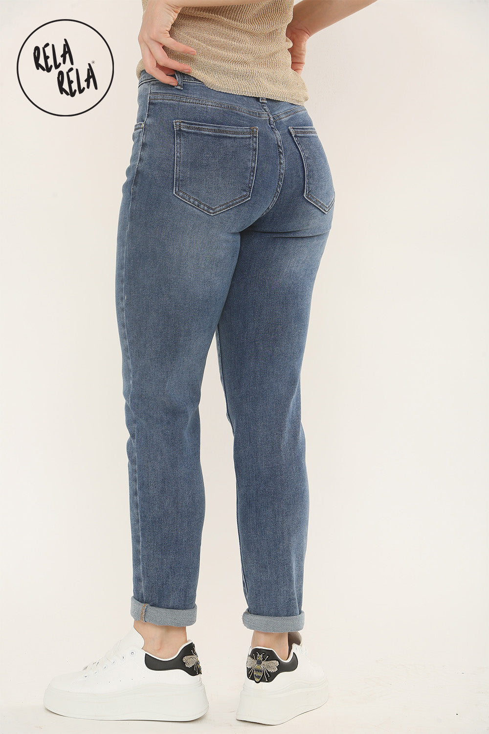 Ankle Length Stretchy Slim Fit Cropped Jeans in Indigo Blue