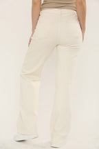 Viral Stretchy Straight Leg Jeans Soft Dad Fit in Cream