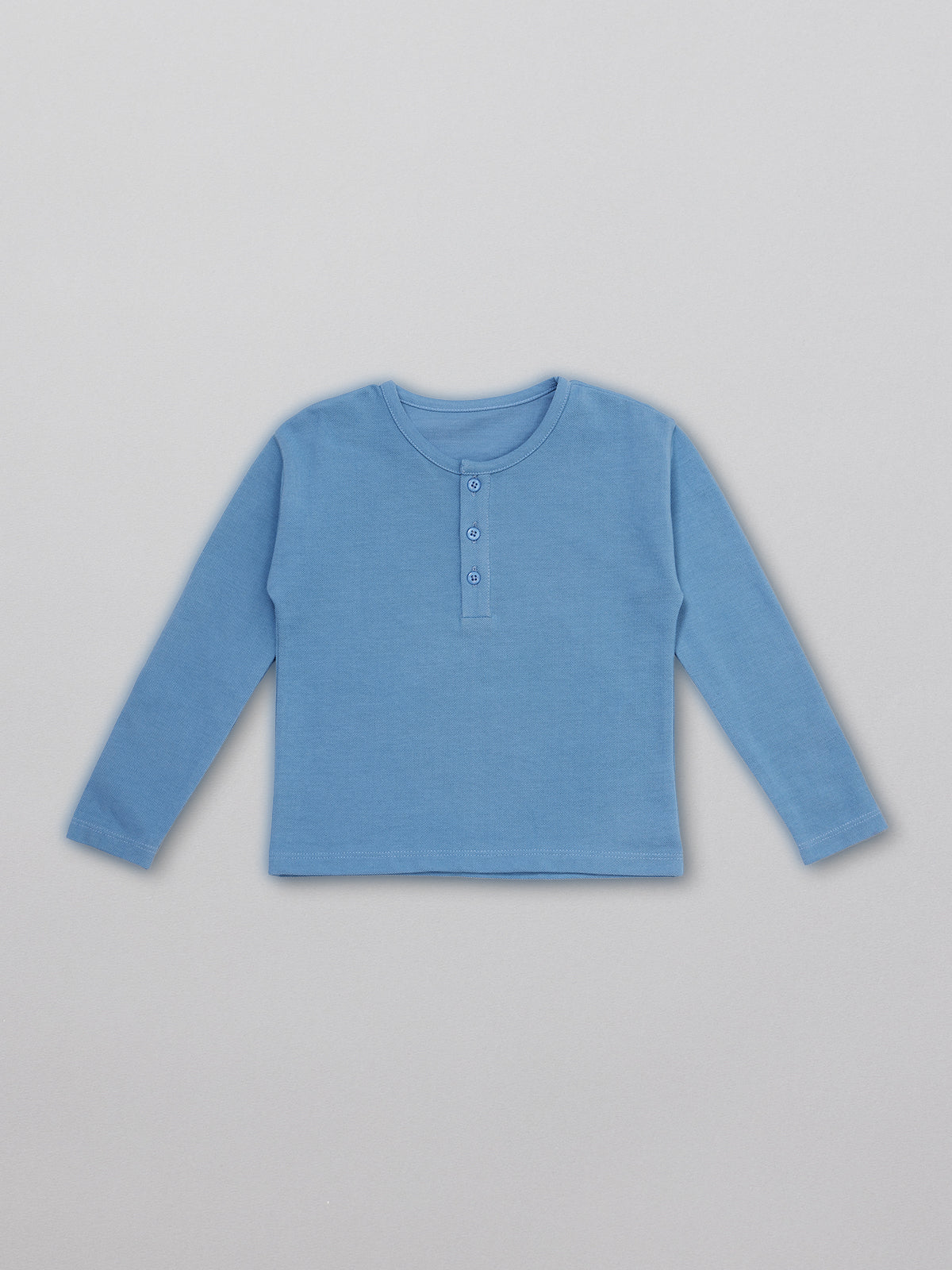 Harris - Kids Button Piqué T-Shirt - Blue