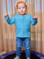 Harris - Kids Button Piqué T-Shirt - Blue