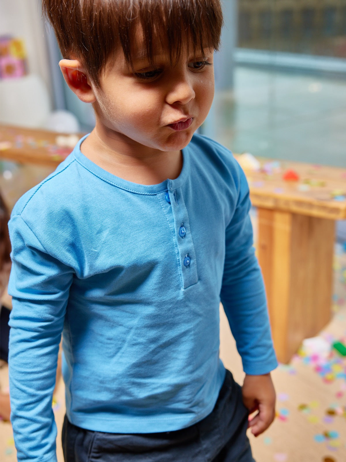 Harris - Kids Button Piqué T-Shirt - Blue