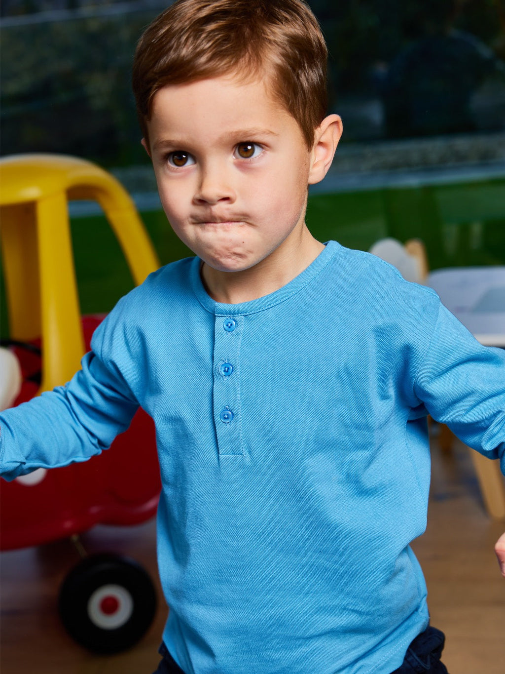 Harris - Kids Button Piqué T-Shirt - Blue