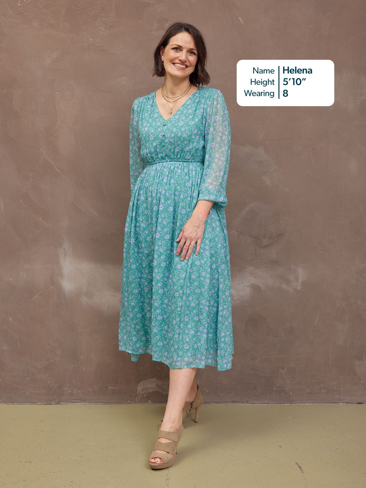 Isla Georgette Dress - Green Floral