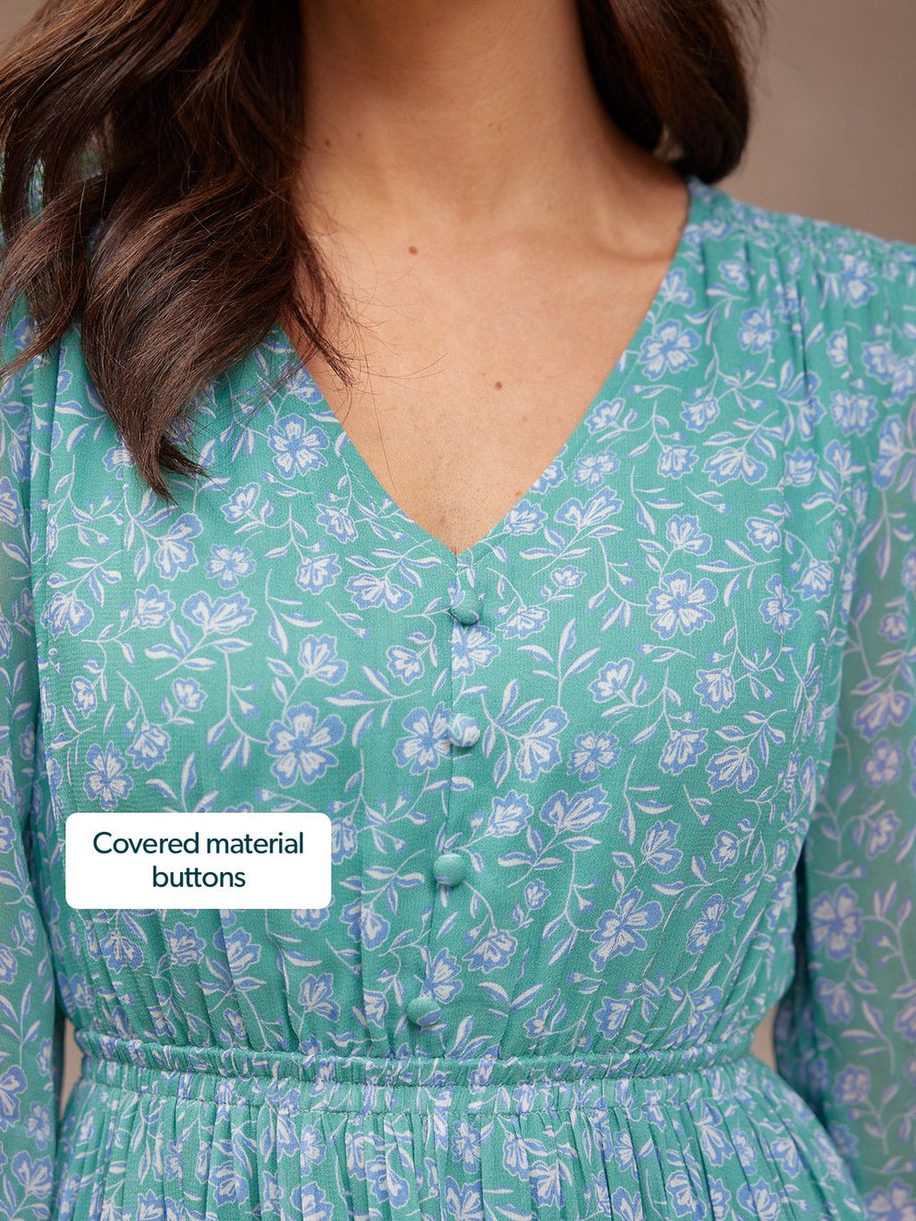 Isla Georgette Dress - Green Floral