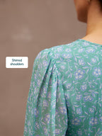 Isla Georgette Dress - Green Floral