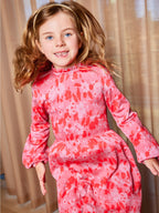 Izzy - Kids Long Sleeve Dress - Pink & Red Floral Print
