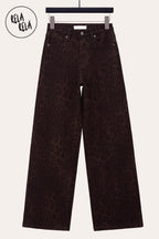 Brown Leopard Print Viral Stretchy Wide Leg Jeans