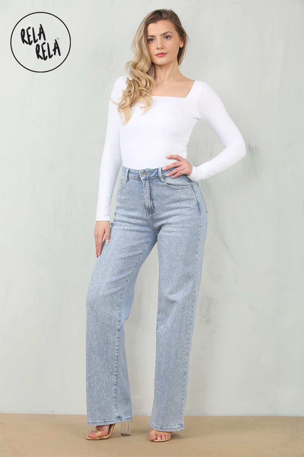 Premium Figure Hugging Fits Everybody Long Sleeve Square Neck Stretch Woven Double Layered Bodysuit in White