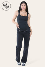 Premium Slinky Double Layered Square Neck Brazilian Bodysuit in Black