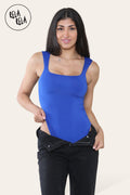 Premium Slinky Double Layered Square Neck Brazilian Bodysuit in Royal Blue