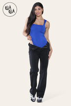 Premium Slinky Double Layered Square Neck Brazilian Bodysuit in Royal Blue