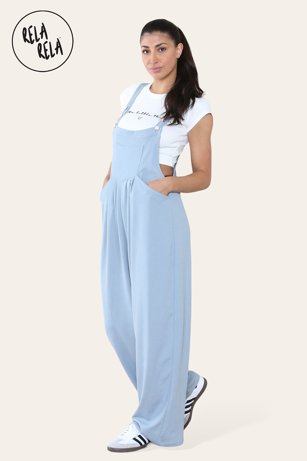 Adjustable Strap Button Dungarees with Multiple Pockets in Blue