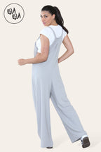 Adjustable Strap Button Dungarees with Multiple Pockets in Grey