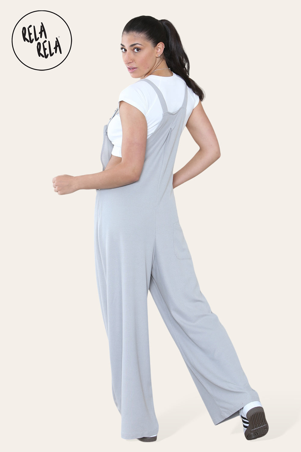 Adjustable Strap Button Dungarees with Multiple Pockets in Grey