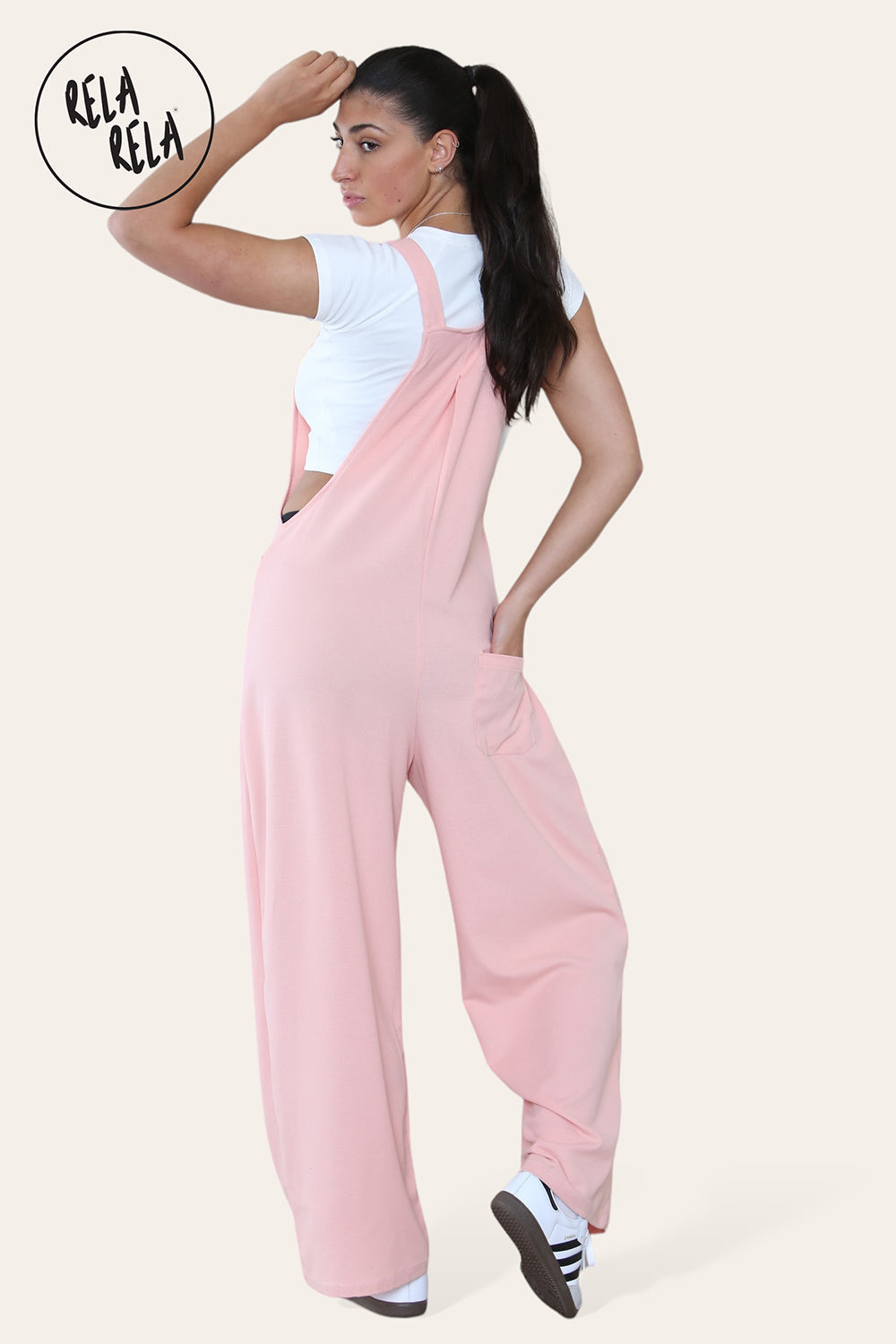 Adjustable Strap Button Dungarees with Multiple Pockets in Rose Pink