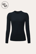 Double Lined Long Sleeve Basic T-shirt in Black