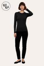 Double Lined Long Sleeve Basic T-shirt in Black