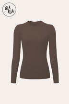 Double Lined Long Sleeve Basic T-shirt in Chocolate