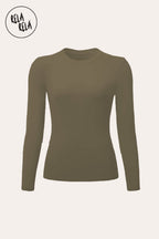Double Lined Long Sleeve Basic T-shirt in Mocha
