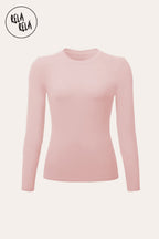 Double Lined Long Sleeve Basic T-shirt in Pink