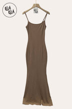 Soft Touch Stretch Rib Maxi Cami Dress in Mocha