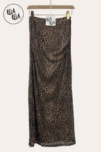 Animal Print Mesh Maxi Skirt in Leopard