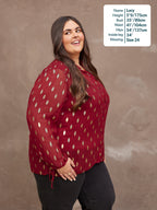 Jamila Lurex Shirt - Burgundy and Gold
