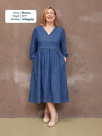 Jessica V-Neck Denim Dress - Printed Paisley