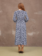 Joanna Bias Cut Dress - Monochrome Floral