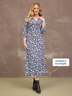 Joanna Bias Cut Dress - Monochrome Floral