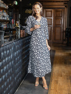 Joanna Bias Cut Dress - Monochrome Floral