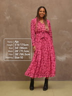 Julia - Printed Shirt Midi Dress - Pink Floral